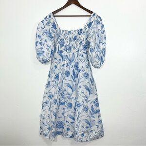 Olivia James The Label Floral Puff Sleeve Midi Dress Size Medium